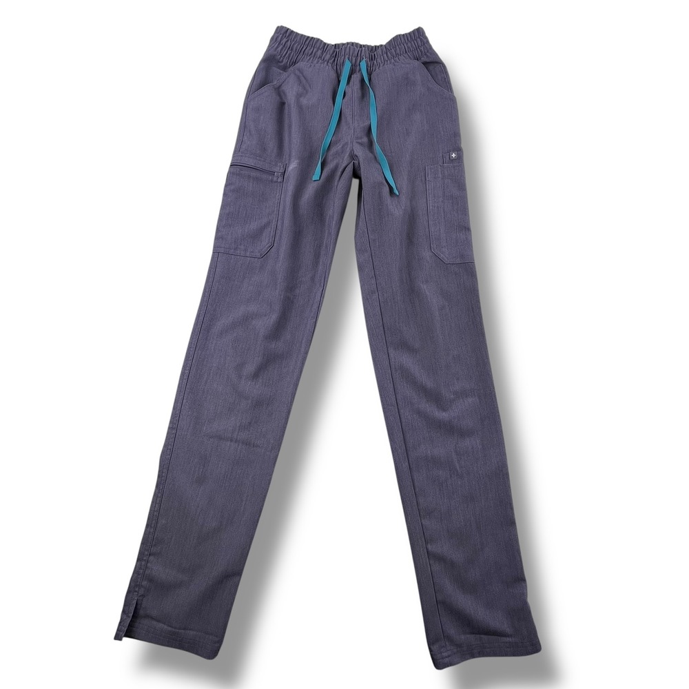 FIGS Technical Collection Scrub Pants XXS Tall Heather Charcoal Grey Teal